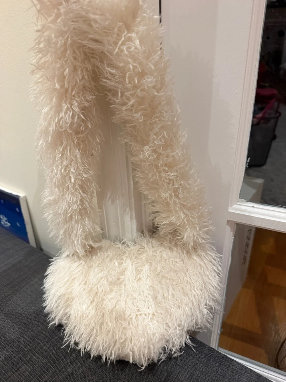 Princess Polly Daniela Faux Fur Crescent Shoulder Bag - White